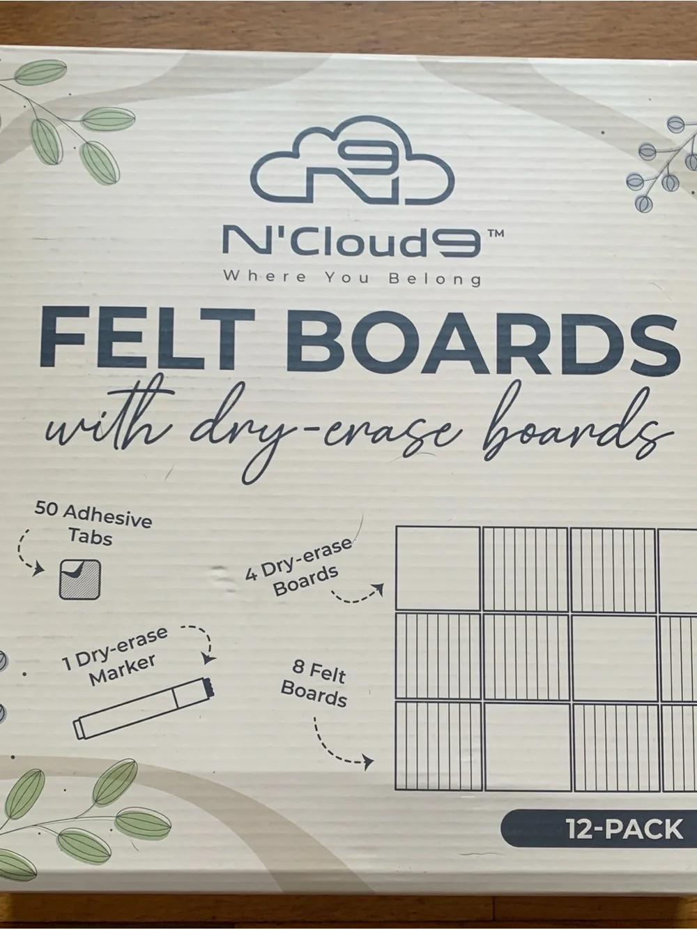 N’ Cloud Combo Felt Boards and Dry-Erase Boards 12 pack organization office